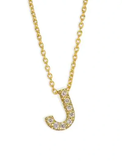 Roberto Coin Tiny Treasures Diamond & 18k Yellow Gold Initial Necklace In Initial J