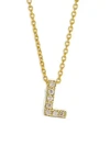 Roberto Coin Tiny Treasures Diamond & 18k Yellow Gold Initial Necklace In Initial L