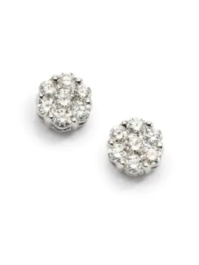 Saks Fifth Avenue Women's 0.75 Tcw Ideal Cut Colorless Diamond Floral & 18k White Gold Earrings