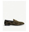 Gucci New Jordaan Chain Fabric Loafers In Khaki