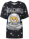 Moschino Oversized Logo Printed Jersey T-shirt In Blue