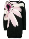 Valentino Oversized Intarsia Mohair Knit Sweater In Black