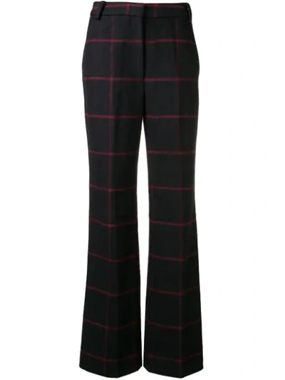 Self-portrait Checked Flared Trousers - Blue