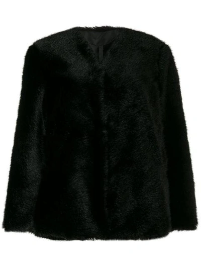 Sara Lanzi Faux-fur Coat In Black
