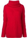 Philo-sofie Embossed Turtleneck Sweater In Red