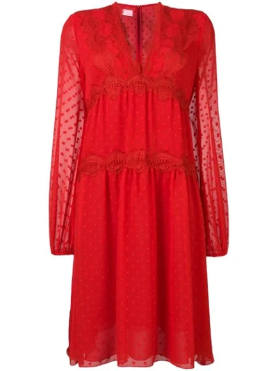 Giamba Plumetti Midi Dress In Red