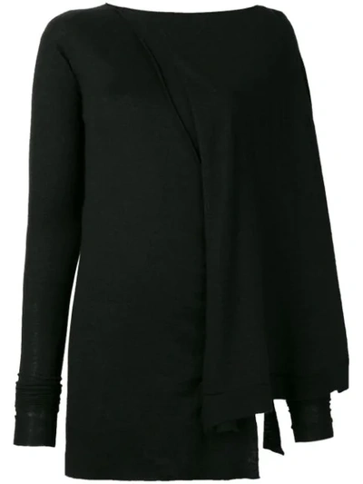 Rick Owens Slim-fitted Asymmetric Sweater In Black