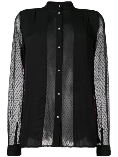 Just Cavalli Pleated Back Mandarin Shirt - 黑色 In Black