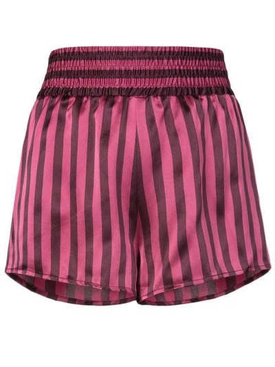 Morgan Lane Corey Striped-print Silk Shorts In Pink