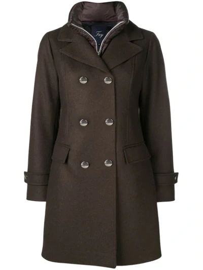 Fay Double Breasted Coat In Brown