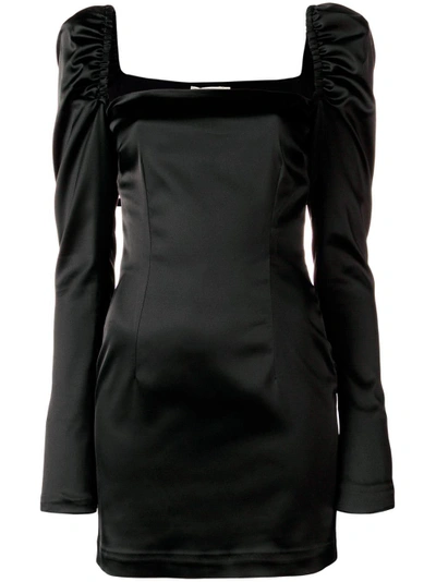 Amen Square Neck Satin Mini Dress - Black
