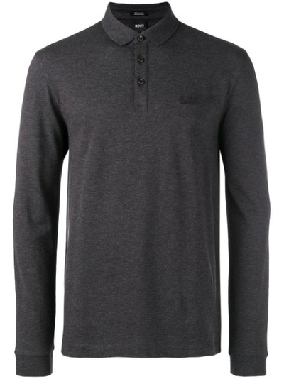 Hugo Boss Longsleeved Polo Shirt In Grey