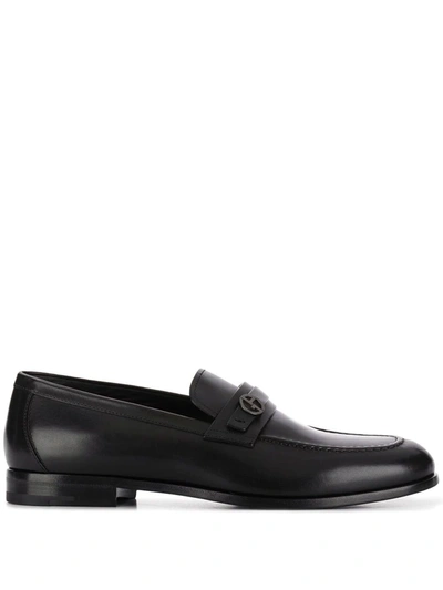 Giorgio Armani Logo-plaque Loafers In Nero