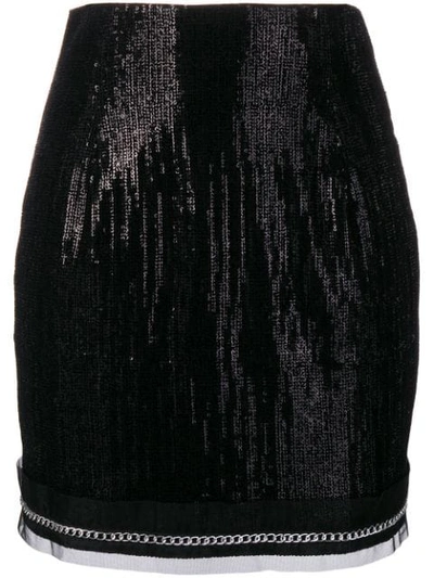 Plein Sud Sequin Mini Skirt In Black