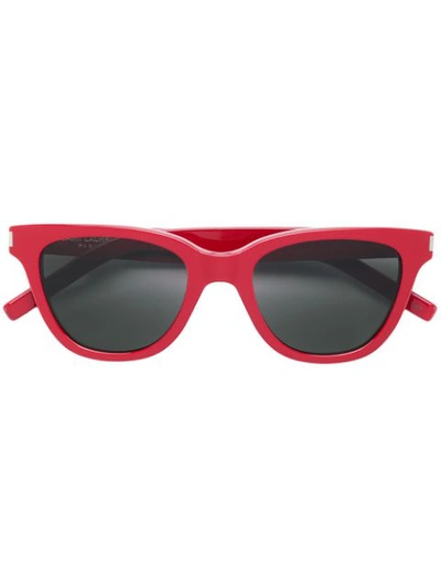 Saint Laurent Square Shaped Sunglasses In Red