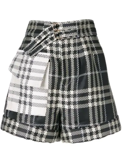 Self-portrait Checked Shorts - Black