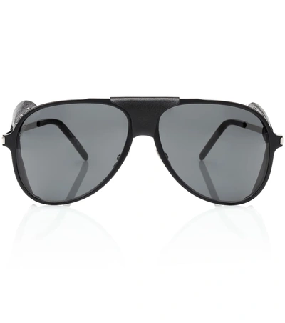 Saint Laurent Classic 11 Blind Spoiler Aviator Sunglasses In Black