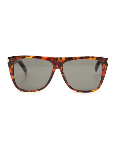 Saint Laurent Eyewear Leopard Side Logo Sunglasses In Brown