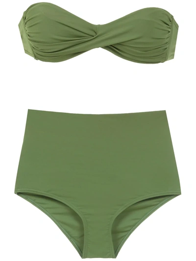 Amir Slama Plain Bikini Set In Green