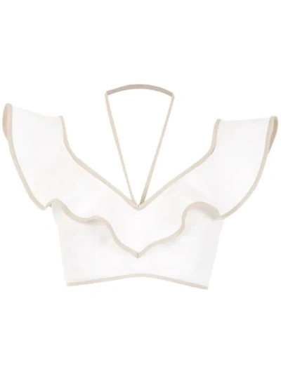 Framed Double Layer Cropped Top In White