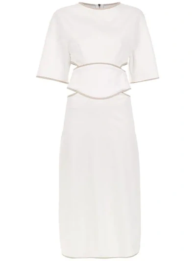Framed Double Layer Midi Dress In White