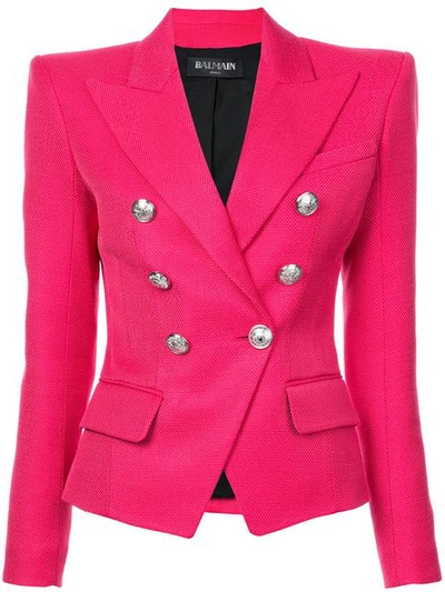 Balmain Double Breasted Blazer In Pink
