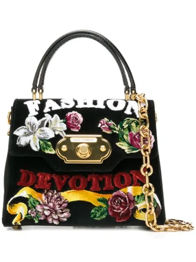 Dolce & Gabbana Fashion Floral Top Handle Bag In Black