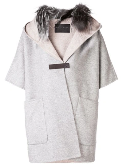 Fabiana Filippi Cropped Sleeve Hooded Cape - Grey