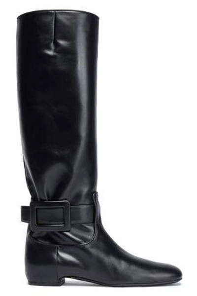 Roger Vivier Buckle-detailed Leather Boots In Black