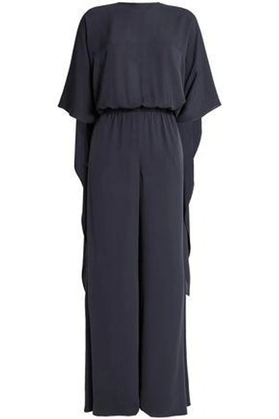 Valentino Woman Cape-back Silk-crepe Jumpsuit Dark Gray