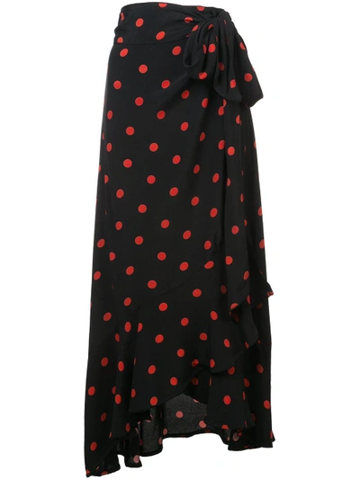 Ganni Polka Dot Wrap Skirt - Black