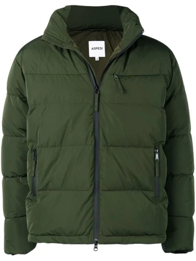 Aspesi Zip Pocket Padded Jacket In Green