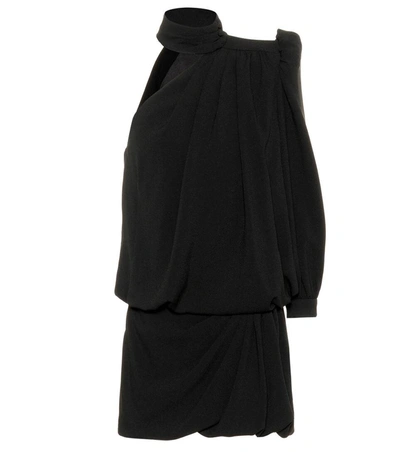 Saint Laurent One-shoulder Crêpe Minidress In Black