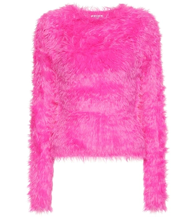Balenciaga Faux Fur Sweater In Pink