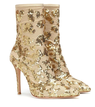 Gianvito Rossi Exclusive To Mytheresa - Daze Sequined Ankle Boots In Gold