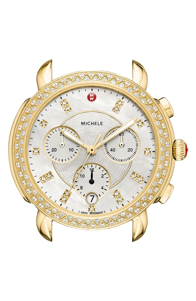 Michele Sidney 18k Gold-plate Watch Head With Diamonds In Gold/ Mop