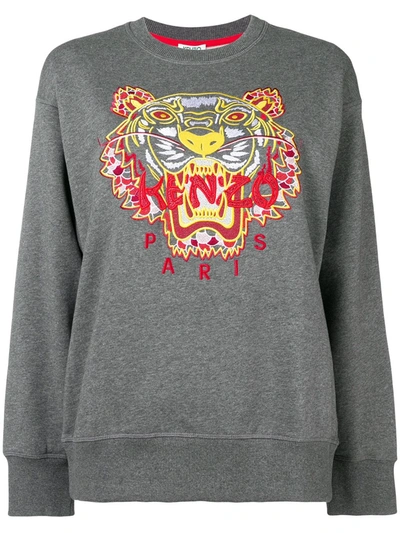Kenzo Dragon Tiger Logo Crewneck Pullover Sweatshirt In Dark Gray
