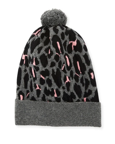 Rosie Sugden Rib-knit Leopard Intarsia Cashmere Beanie Hat