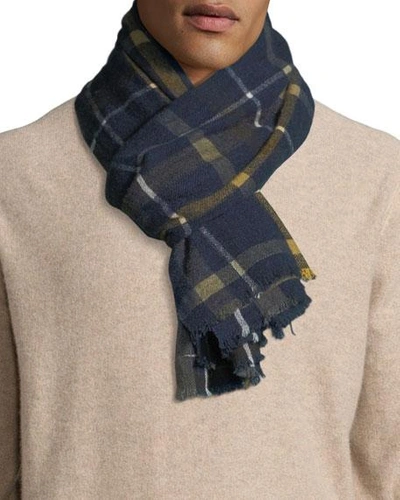 19andreas47 Men's Cashmere Check Scarf In Navy