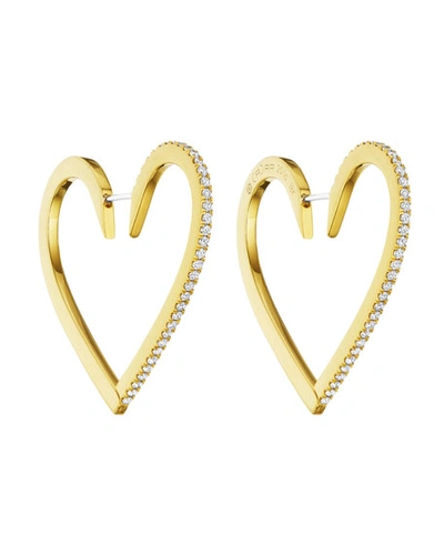 Cadar 18k Gold Large Diamond Heart Hoop Earrings