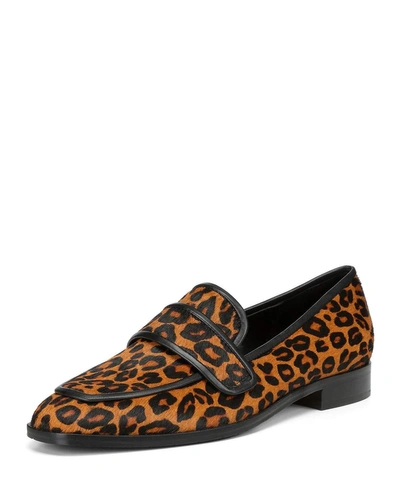 Donald J Pliner Loretta Flat Fur Loafers In Leopard Calf Hair