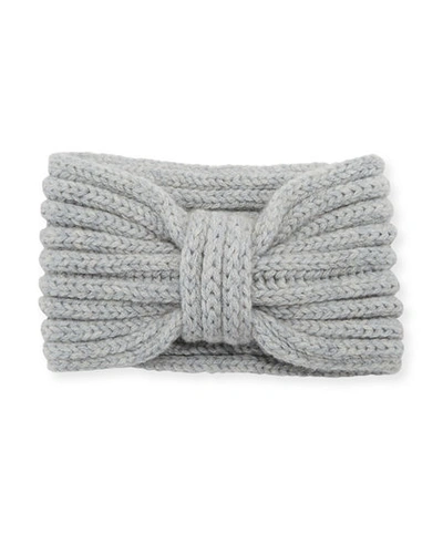 Rosie Sugden Cashmere Knotted Ear Warmer Headband In Light Gray