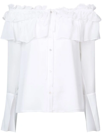 Opening Ceremony Crinkle Chiffon Silk Off-the-shoulder Blouse In White