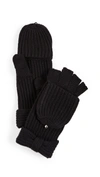 Kate Spade Solid Bow Pop Top Mittens In Black