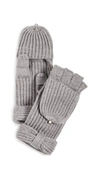 Kate Spade Solid Bow Pop Top Mittens In Heather Grey