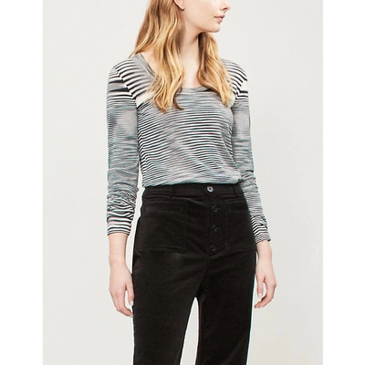 Missoni Broken Striped Wool Top In Black White