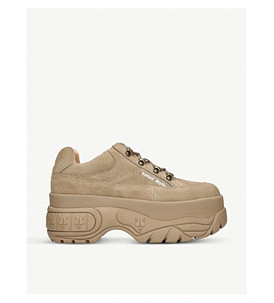 Naked Wolfe Sporty Suede Platform Trainers In Taupe