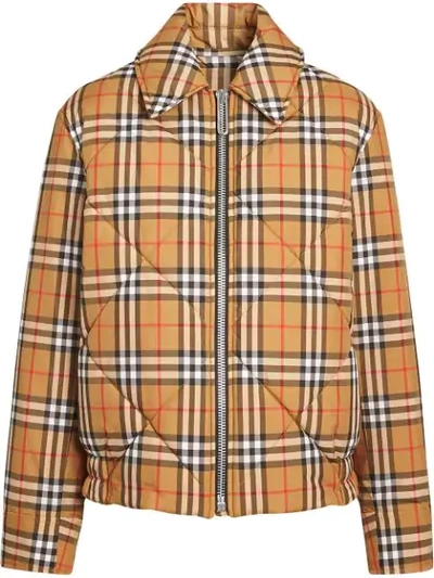Burberry Vintage Check Diamond Quilted Jacket In Yellow