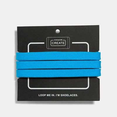 Coach Neon Shoe Laces In Turquoise