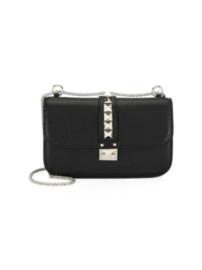 Valentino Garavani Medium Rocklock Leather Crossbody Bag In Black